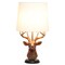 Simple Designs Woodland 17.25" Tall Rustic Antler Copper Deer Bedside Table Desk Lamp with Tapered White Fabric Shade